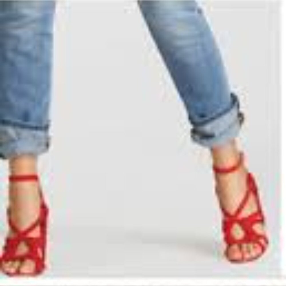 CAbi Tiptoe Red Hibiscus Rope Block Heel Sandals Size 7✨50% Off Bundles 3+